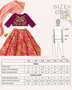 girls purple lehenga choli with chunni size guide by laadindia.