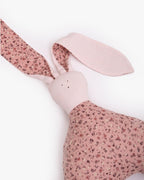 Handcrafted soft ella toy in blush pink floral fabric with long ears – safe and cuddly gift for babies and toddlers by LAAD"