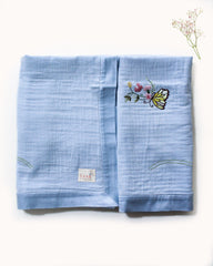 Dreamy Wonderland! Hand-crafted, embroidered tairytale blueTitalee Dohars with dazzling butterflies