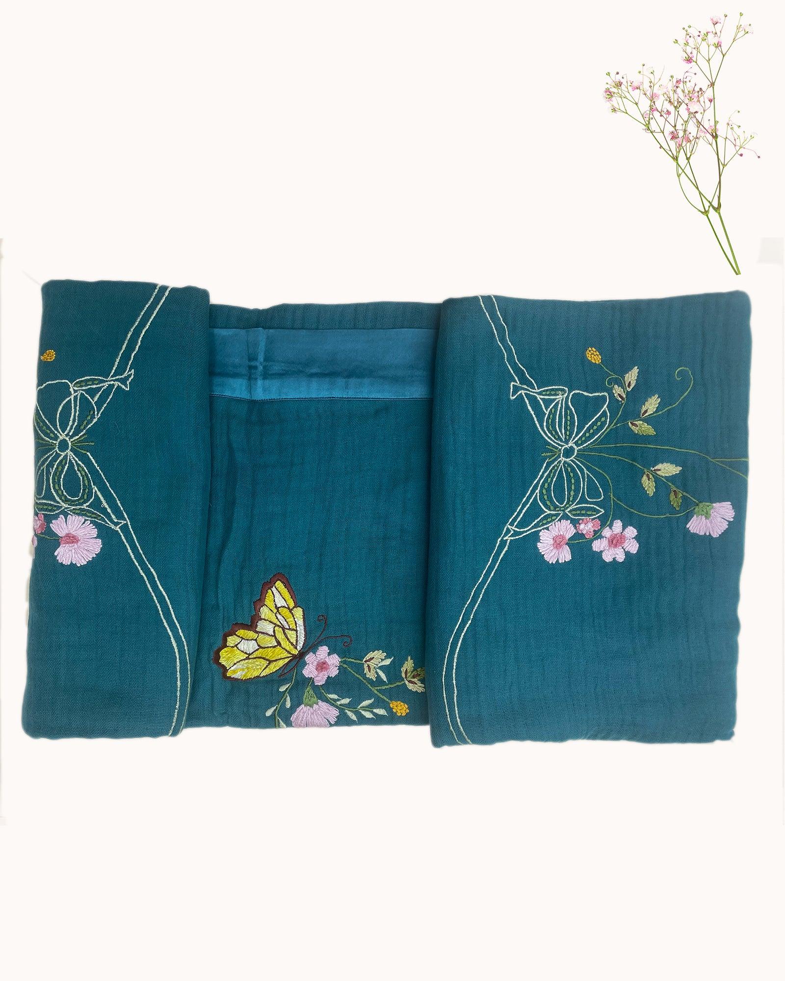 Dreamy Wonderland! Hand-crafted, embroidered intense Ocean Titalee Dohars with dazzling butterflies