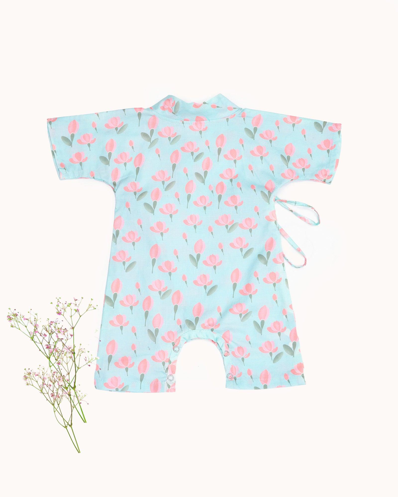MINT GREEN TULIP KIMONO ROMPER