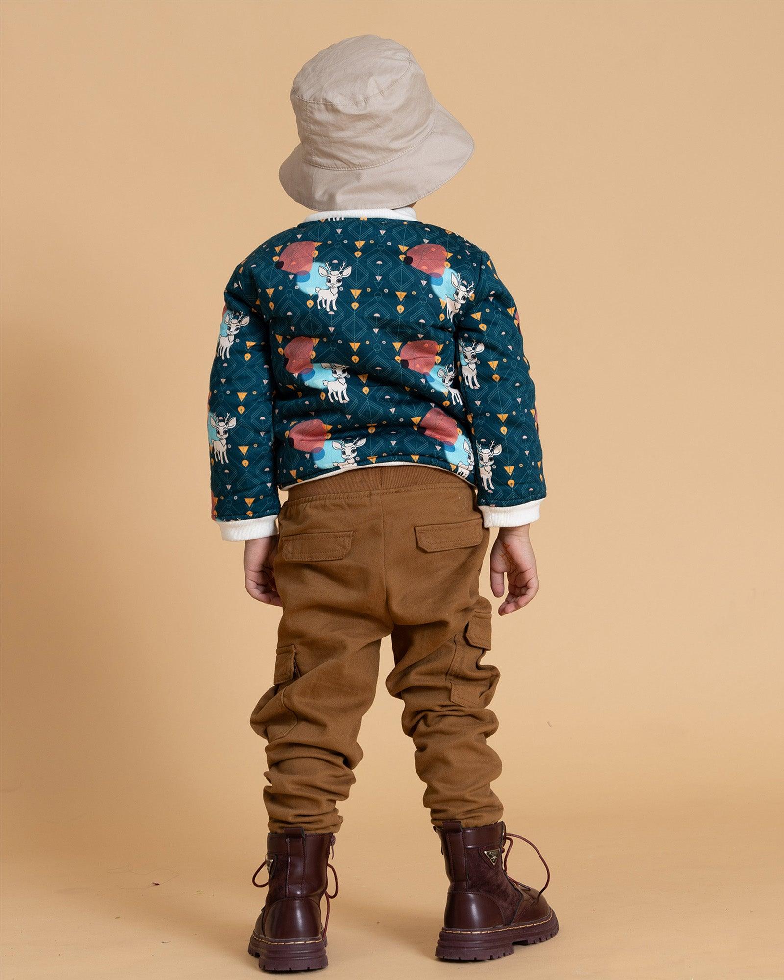  Keep your child warm & stylish this winter. Soft cotton, extra insulation for chilly adventures. Golden zippers add a touch of class. A true statement piece! REINDEER BOMBER HACKET