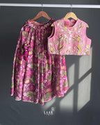 girl in rosy ruffle lehenga with dupatta , cunnari lehenga for laadli clothing made by laadindia  perfect ethnic wear and indian traditional wear for girls 