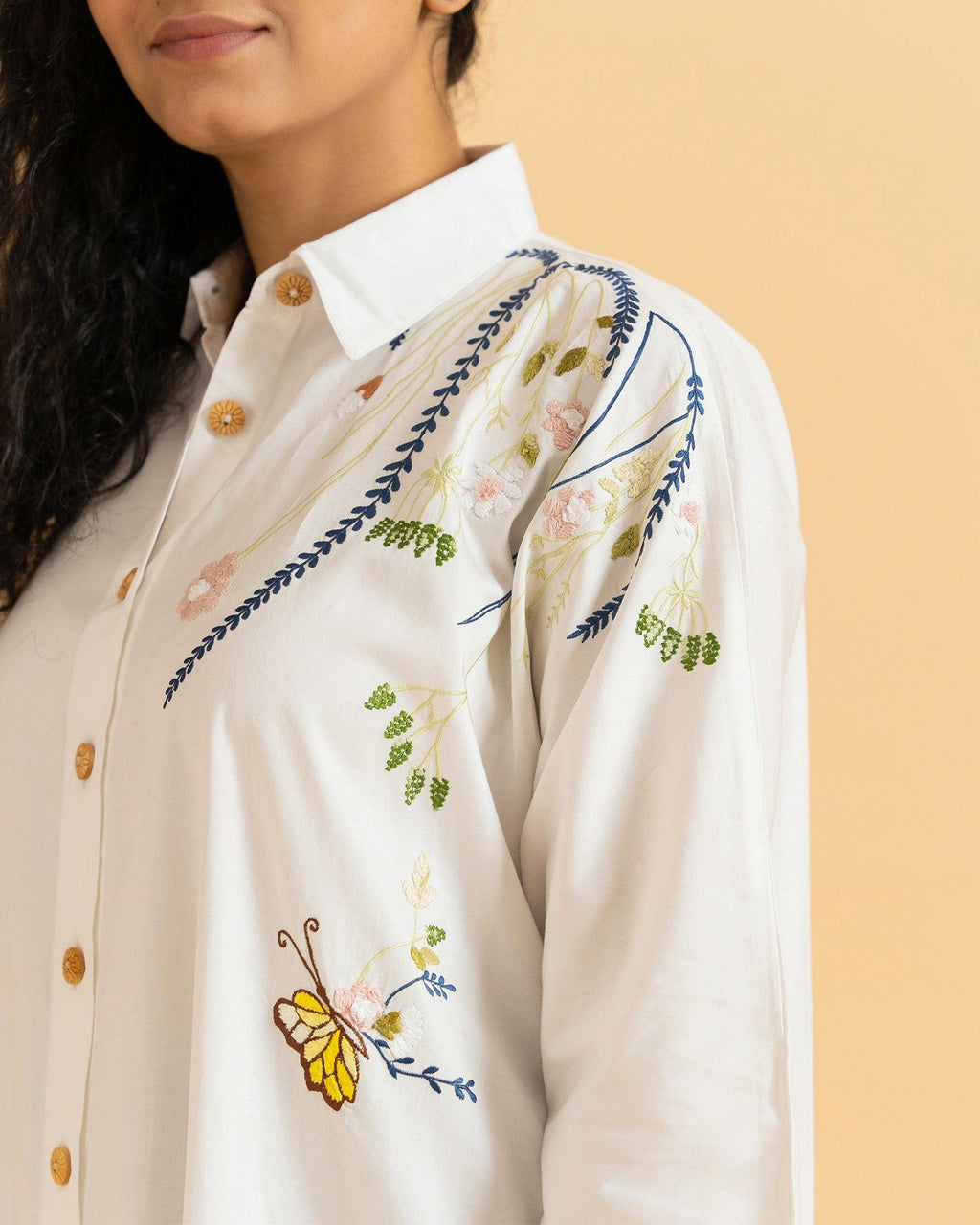 Fall in love with summer! Handcrafted titalee co-ord. Aline free size, flowy pants & playful embroidery. Breathable, cool, light.  pen_spark