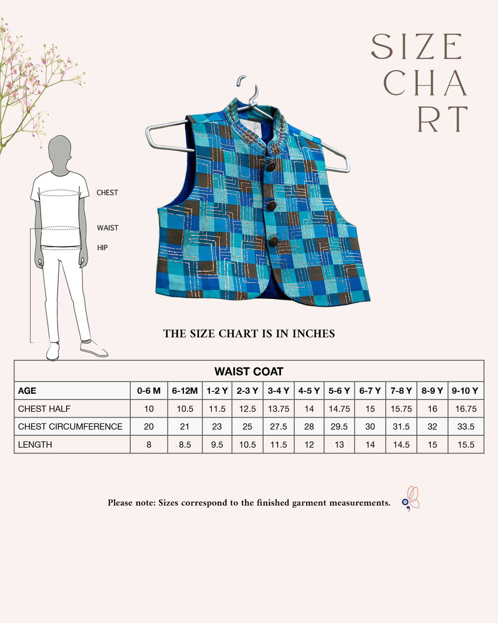 Azure mocha waist coat  featuring a luxurious silk Chanderi check pattern. The waist coat boasts intricate embroidery, a classic bandhgala collar, detailed look for festive occasions.