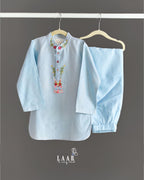 BABY BLUE BUN KURTA SET