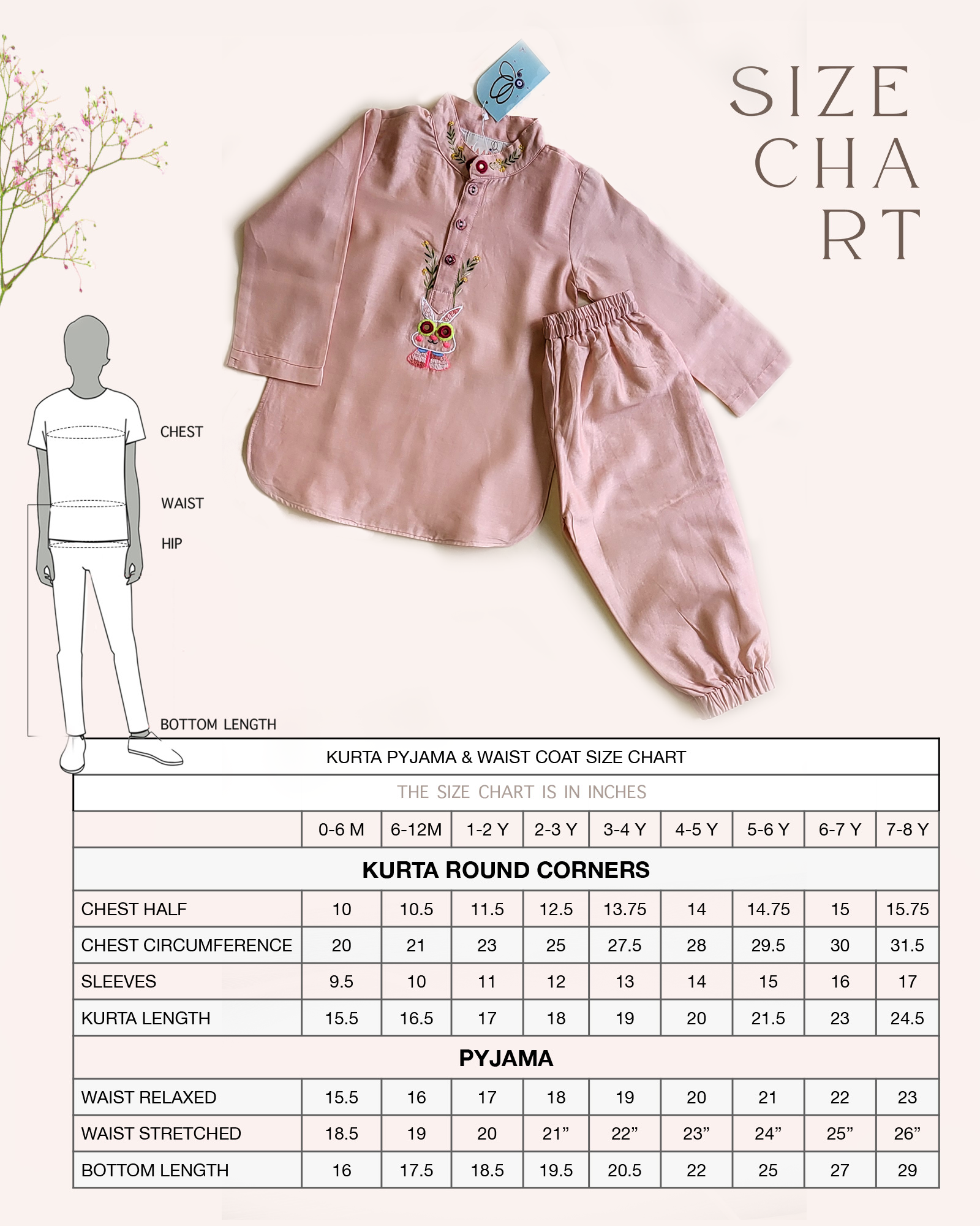 Playful, bright, colorful full-sleeve bandhgala Bunny blush kurta pyjama set. Intricate embroidery featuring bunny blush kurta , shimmering mirror work. Fun buttons add a pop of color. Elastic trousers. Soft cotton lining for comfort by laadindia.com