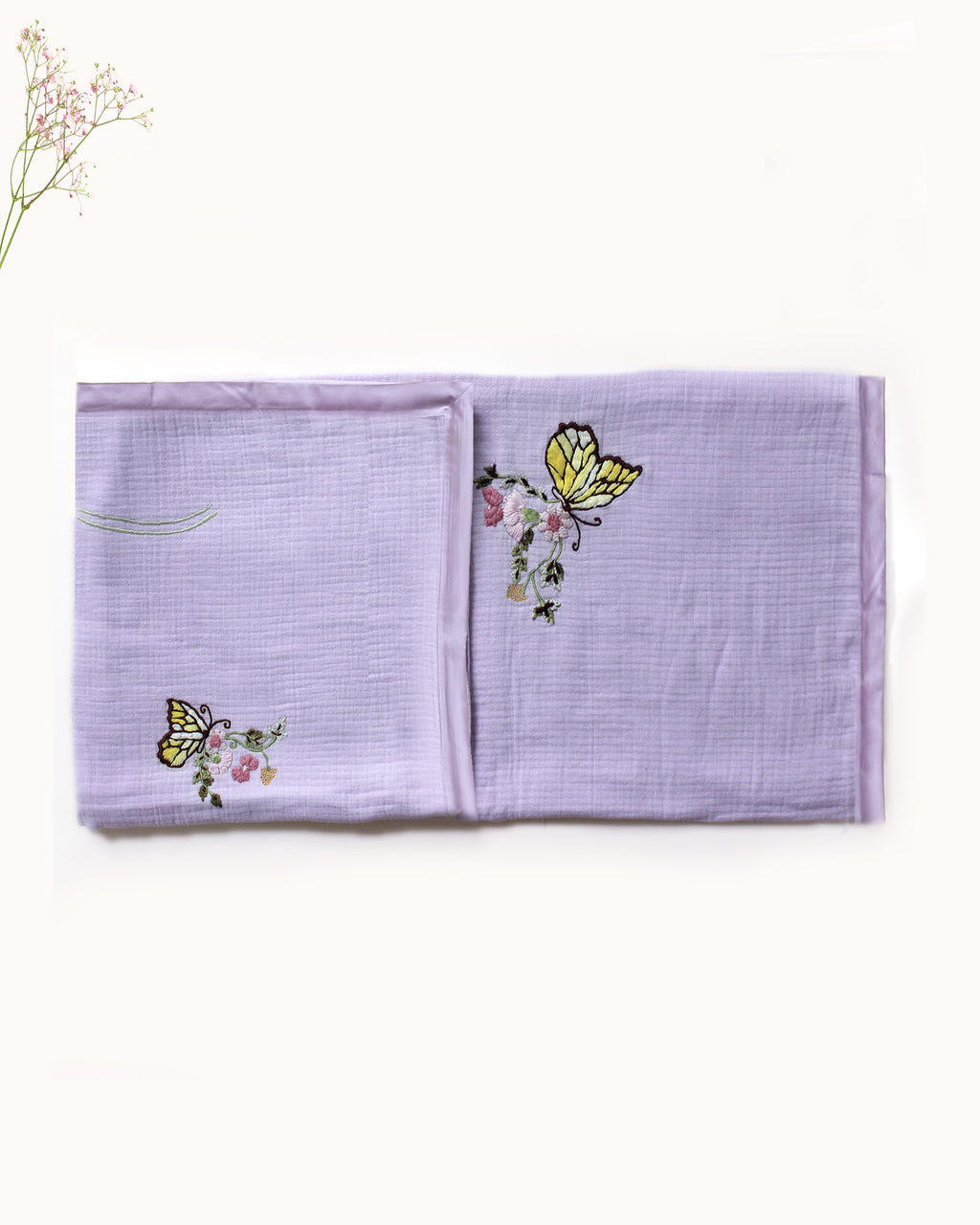 Hand-crafted,organic baby embroidered carefree breeze  Titalee Dohars with dazzling butterflies. perfect baby shower gifting by laadindia