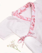  soft white kimono style , with printed fashion collar.