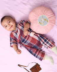 Wrap your little one in timeless elegance with Laad`s plaid check full length romper, a fusion of heritage  and sophistication