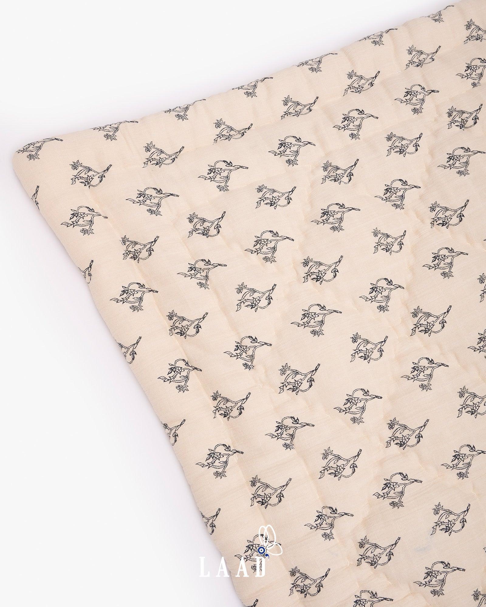 Hand-stitched White Jasper Quilt made from 100% muslin fabric, featuring an all-over delicate floral print on a soft cream base — lightweight, breathable, and perfect for cozy comfort.