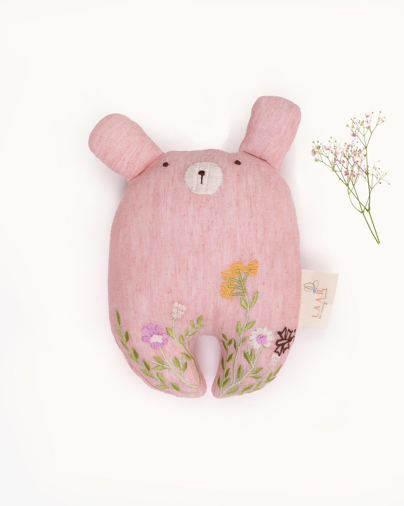 Zen the Meadow Buddy: A Hand-Embroidered Round Cushion for Your Baby's Comfort and Joy